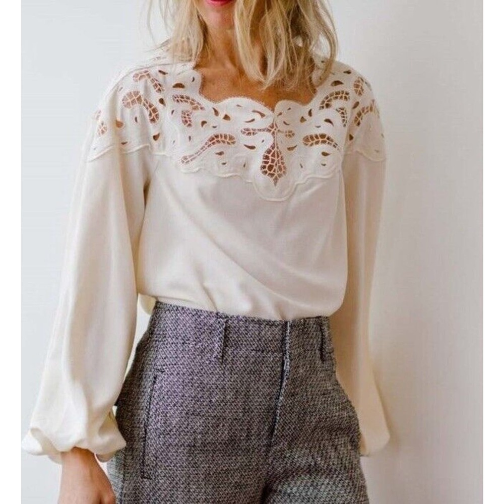 JONATHAN SIMKHAI Lochlyn Paisley Embroidery Long Sleeve Top XS